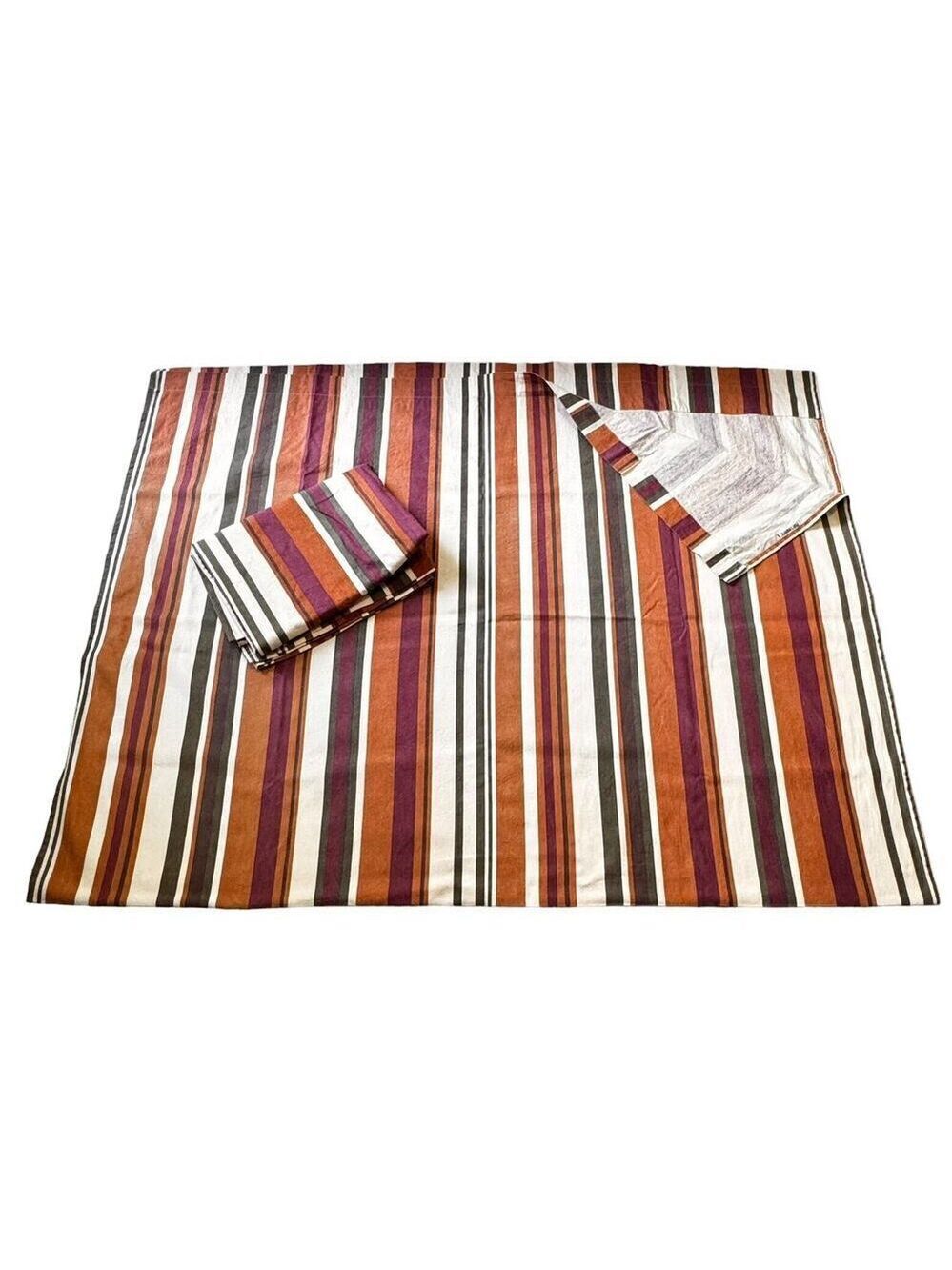 Pier 1 Imports Autumn Multicolor Striped Curtains (2)52"Wx82"L 100% Cotton